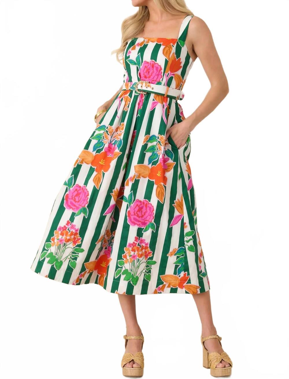 NEW PROSPERINA hampton midi dress in multi